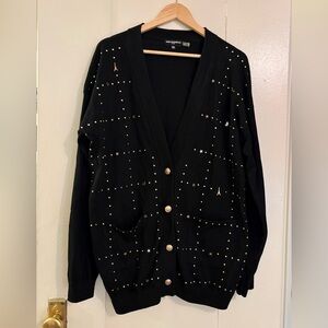 Karl Lagerfeld Black Cardigan with Gold Studs